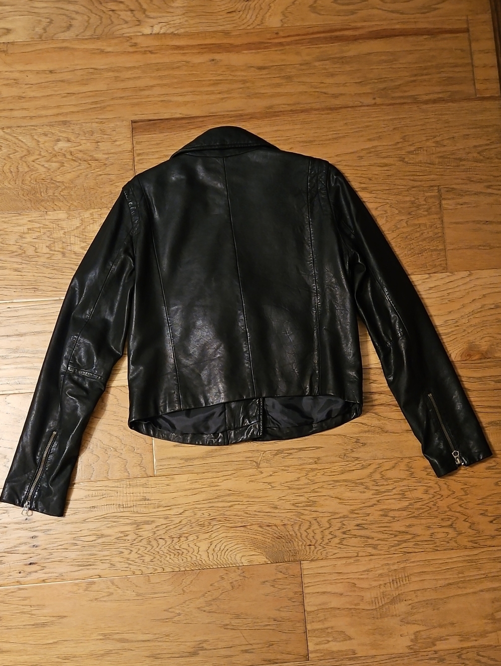 Madewell Washed Leather Motorcycle Jacket Brass Hardware Black Size Large - Picture 12 of 14